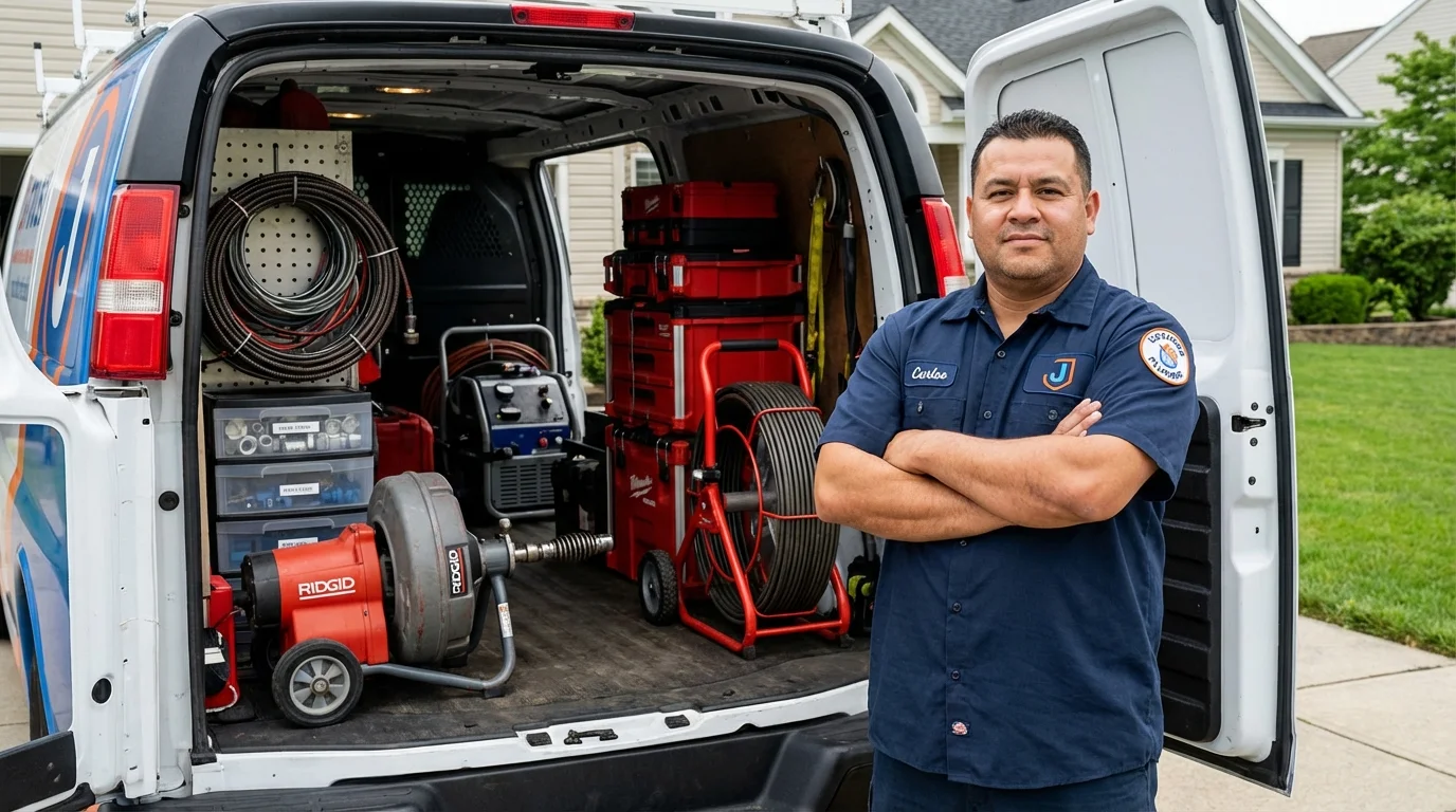 Professional drain cleaning equipment and Johns Plumbing LLC plumber in South Hill