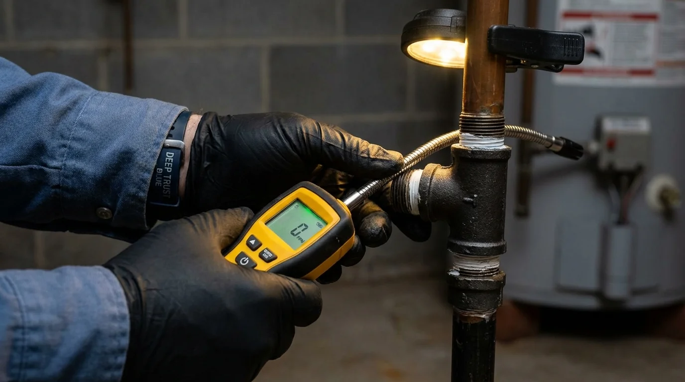 Gas leak detection with electronic sniffer by Johns Plumbing LLC in South Hill
