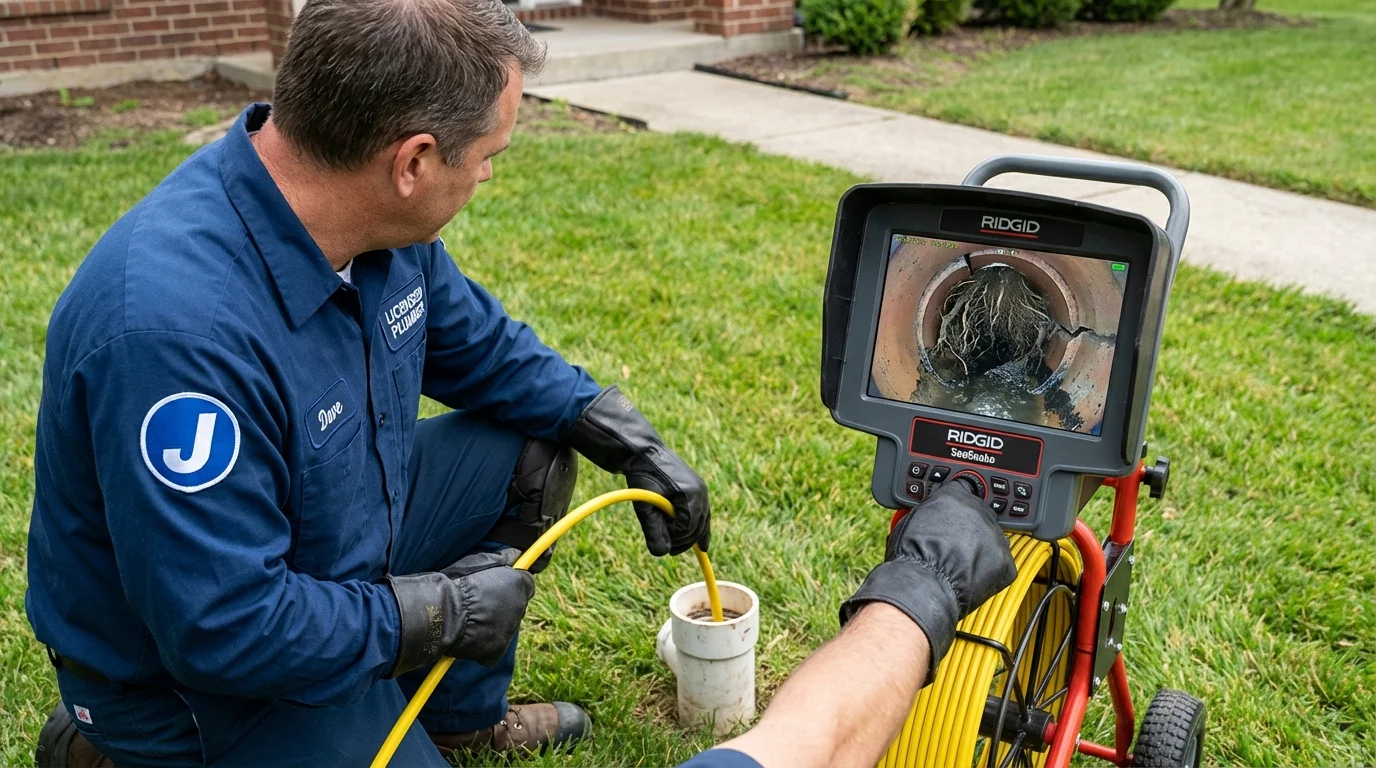 Sewer camera inspection being performed by Johns Plumbing LLC in South Hill
